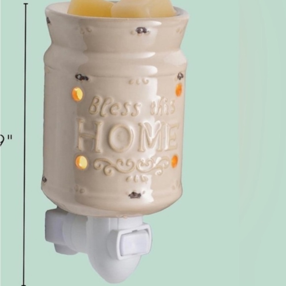 Bless This Home Wax Electric Warmer w/ Twisting Base Farmhouse Country Decor